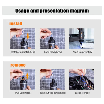Worx WX242 Elektroschrauber-Set, intelligenter Akku-Bohrschrauber, Schraubendreher, USB-Ladegriff, 30-teiliges Set, Elektroschrauber