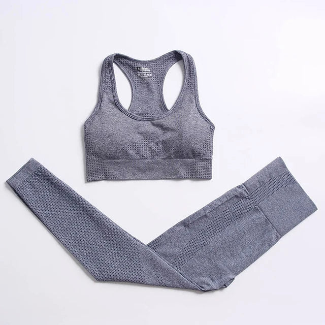 2/4PCS Summer Seamless Yoga Set Women Workout Clothes Sports Bra Short Sleeve Crop Top High Waist Legging Fitness Sports Suits