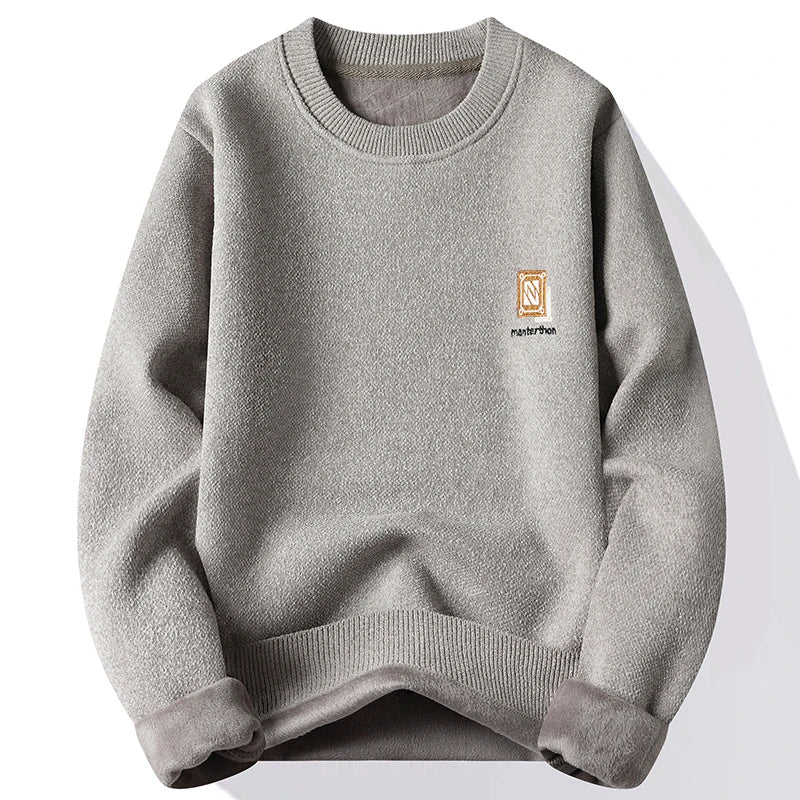 New Mens Fleece Sweater Thickened Pullover Fleece Lined Autumn Winter Crew Neck Jumpers Fashion Knitwear.