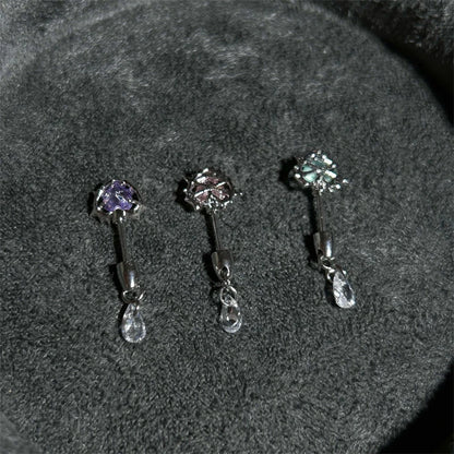 1 PCS Thorn Love Heart Water Droplet Zircon Ear Bone Nail 316L Medical Titanium Steel Earrings for Women Y2K Punk Jewelry.