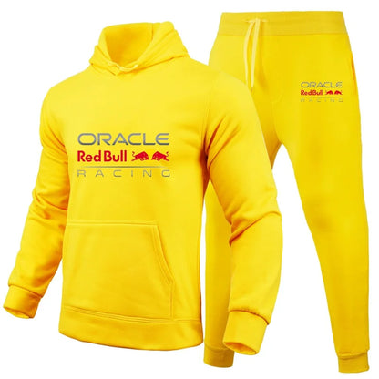 Men's Red Bull Logo Sports Suit Comfortable Simple Solid Color Sportswear Off-road Riding Red Bull Training Two-piece Suit.