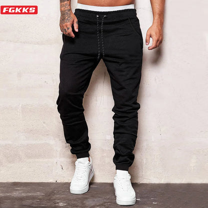 FGKKS 2023 New Loose Sport Pants Men's Slim-Fit Trend Straight Running Trouser High-Quality Design Casual Sweatpants Male.