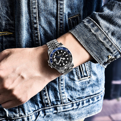 PAGANI DESIGN 40MM Ceramic GMT Automatic Watch Men's Mechanical Watch Sapphire Glass 100m Waterproof Men's Mechanical Watch.