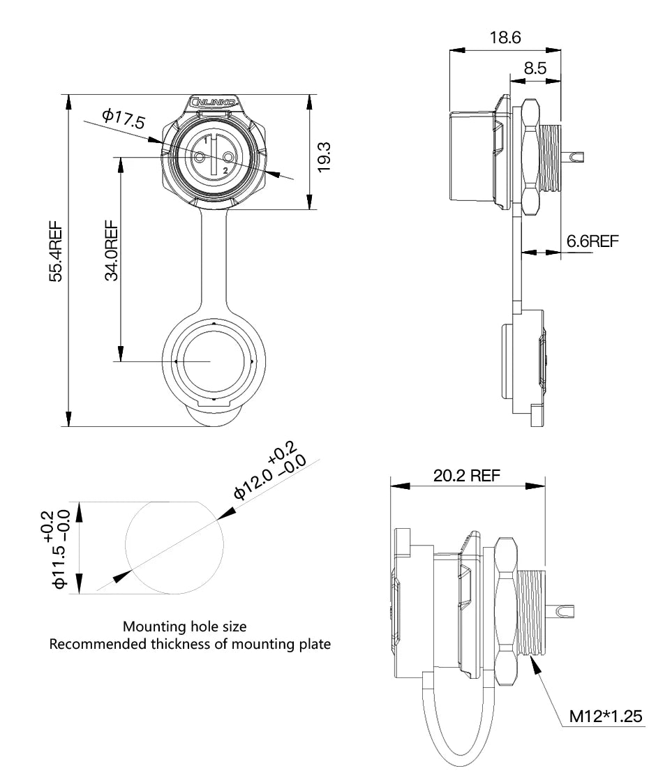 CNLINKO LP12 2~8 Pin Circular Connector with 1 Meter Cable Assemblies IP68 Waterproof Outdoor Industrial Electrical Connector.