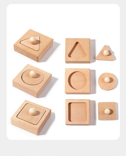 Wooden Geometric Shapes Sorting Montessori Puzzle Toys Baby Toys Wooden Rattles Ring Rattles Sensory Toys Preschool Education.