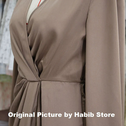 Frauen 2024 Neue Lange Kleid Elegante Rundhals Satin Langarm Büro Dame Midi Schlank Abend Party Kleider Sexy Kleid Chic robe.