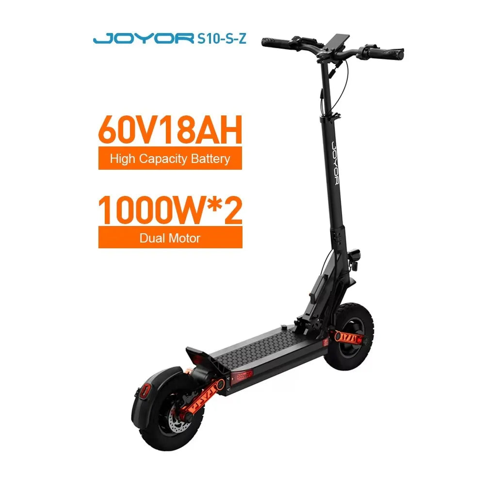 JOYOR S10-S-Z Folding Electric Scooter Dual 1000W Motor 10" Adults E-scooter with 60V 18Ah Battery
