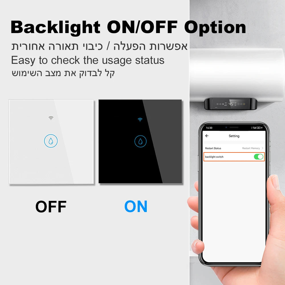 Tuya Smart 40A Wifi + Bluetooth Wasser Heizung Kessel Touch Schalter 8800W Timer Zeitplan Sprachsteuerung Alexa Google hause Yandex Alice.