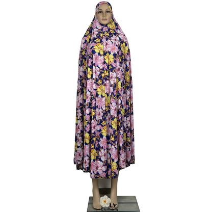 New Dubai Islamic Robe Ramadan Womens Hooded Abaya African Sleeveless Loose Soft Prayer Garment Muslim Floral Dress With Hijab