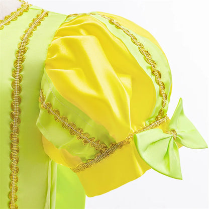 Tiana Fancy Prinzessin Kleid für Mädchen Geburtstag Party Kostüm Kinder Rollenspiel Ballkleid Kinder Karneval Performance Kleidung