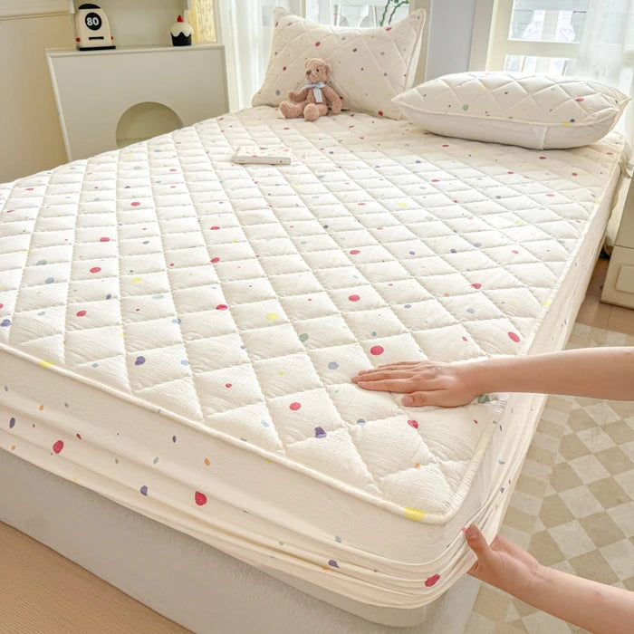 1pc Floral Style Bed Cover Quilted Bedspread Non-slip Mattress Protector Adults Kids Room Bedsheets 매트리스 커버 (No Pillowcase)