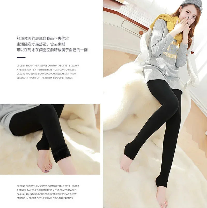 Women Winter Warm Tights Plus Size Pantyhose Thick Velvet Cashmere Fashion Colorful Tights Nylon Stretch Black Sexy High Tights