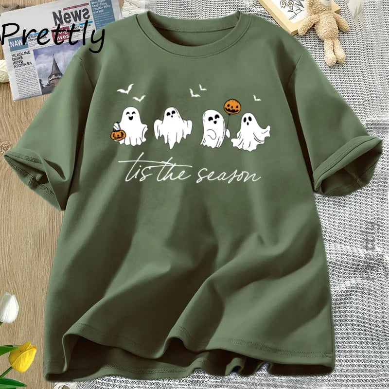 Tis The Season Herbst T-Shirt Süßes Damen-Halloween-T-Shirt Kürbissaison Thanksgiving Herbst-T-Shirt Damenbekleidung.