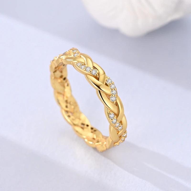 925 Sterling Silver Rings Gold Color Sparking Popular LOVE Wedding Ring Certified Women Engagement Jewelry Anniversary Gifts.