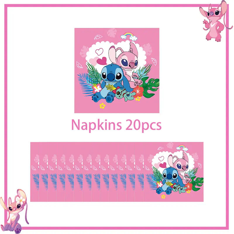 Disney Rosa Stich Geburtstag Party Dekorationen Geschirr Set Tischdecke Hintergrund Banner Für Kinder Geburtstag Dekorationen Lieferungen