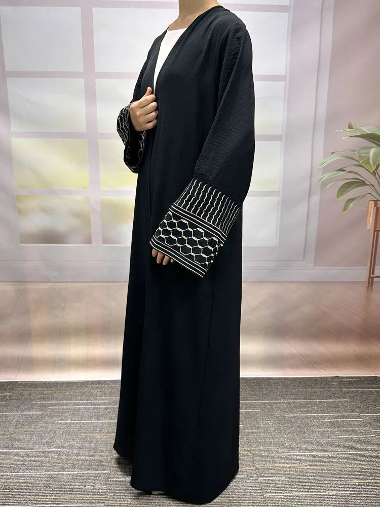Embroidery Open Modest Kimono Abaya Dubai Luxury Islam Muslim Kaftan Modal Dress Arabic Abayas Women Kebaya Robe Femme Musulmane.
