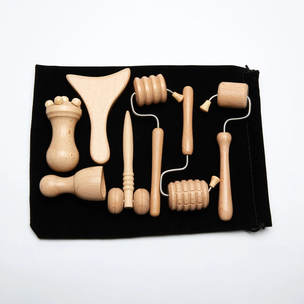 Wooden Facial Lifting Massage Facial Maderotherapy Masajeador Kit Gua Sha Tool Wood Therapy Wrinkle Remover Relaxation Skin Care.