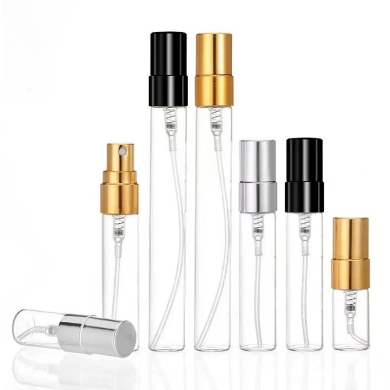 20PCS/LOT 3ML 5ML 10ML Mini Portable Colorful Glass Perfume Bottle With Aluminum Atomizer Empty Cosmetic Containers For Travel.