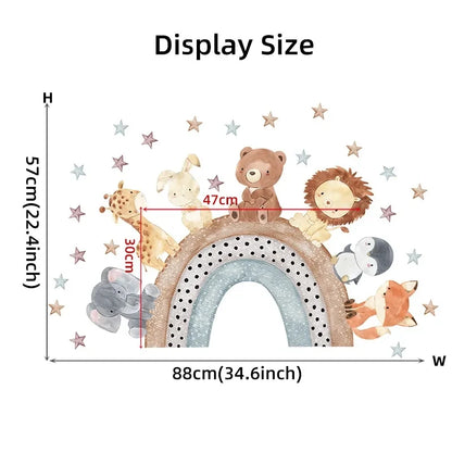 Cute Bear Moon Star Wall Stickers for Kids Rooms Girls Boys Baby Room Decoration Kawaii Cartoon Animal Nursery Wallpaper Vinyl