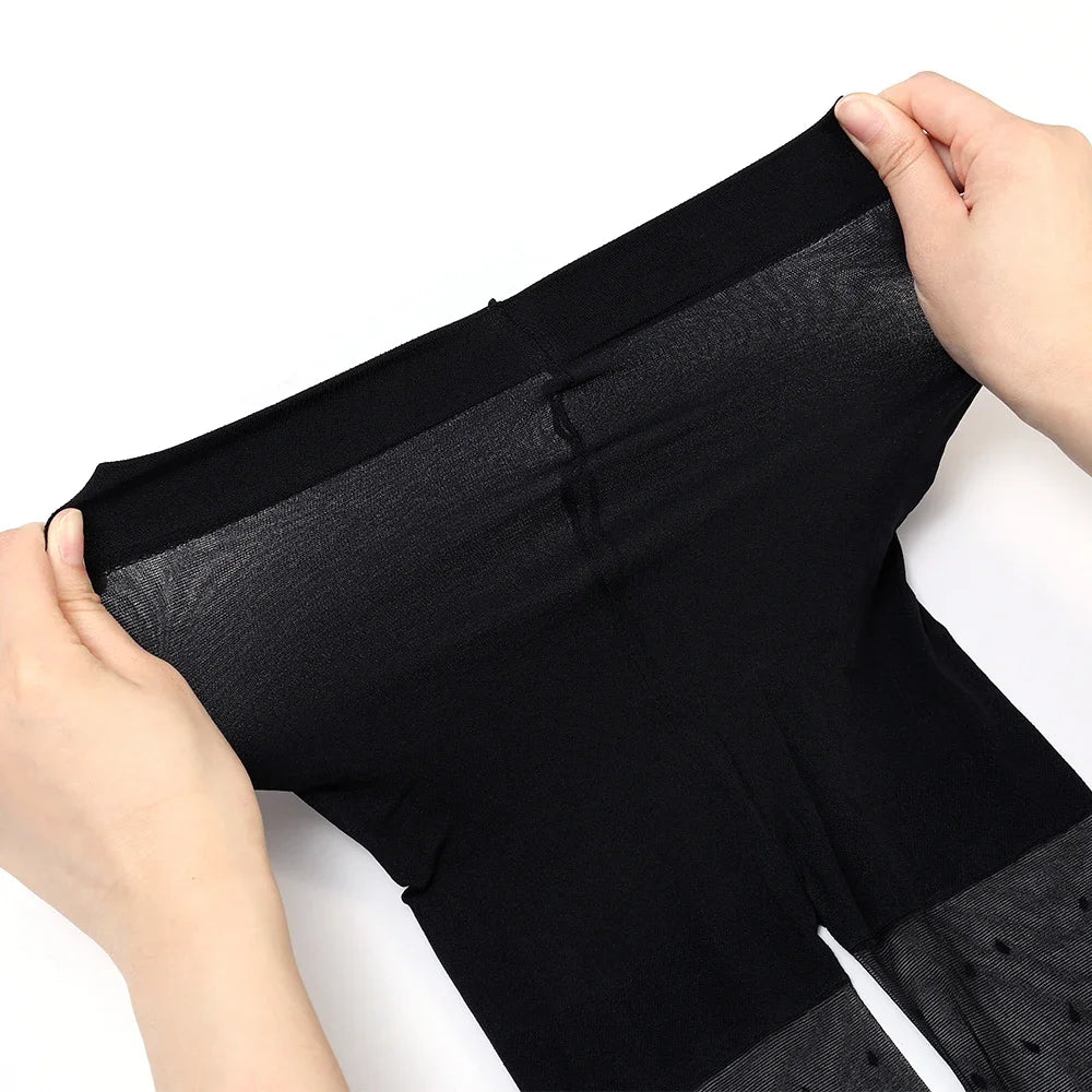 Sexy Dot Printed Women's Tights Black High Waist Elastic Pantyhose Ultra-Thin Translucent Soft Leggings Anti-hook Silk Socks.