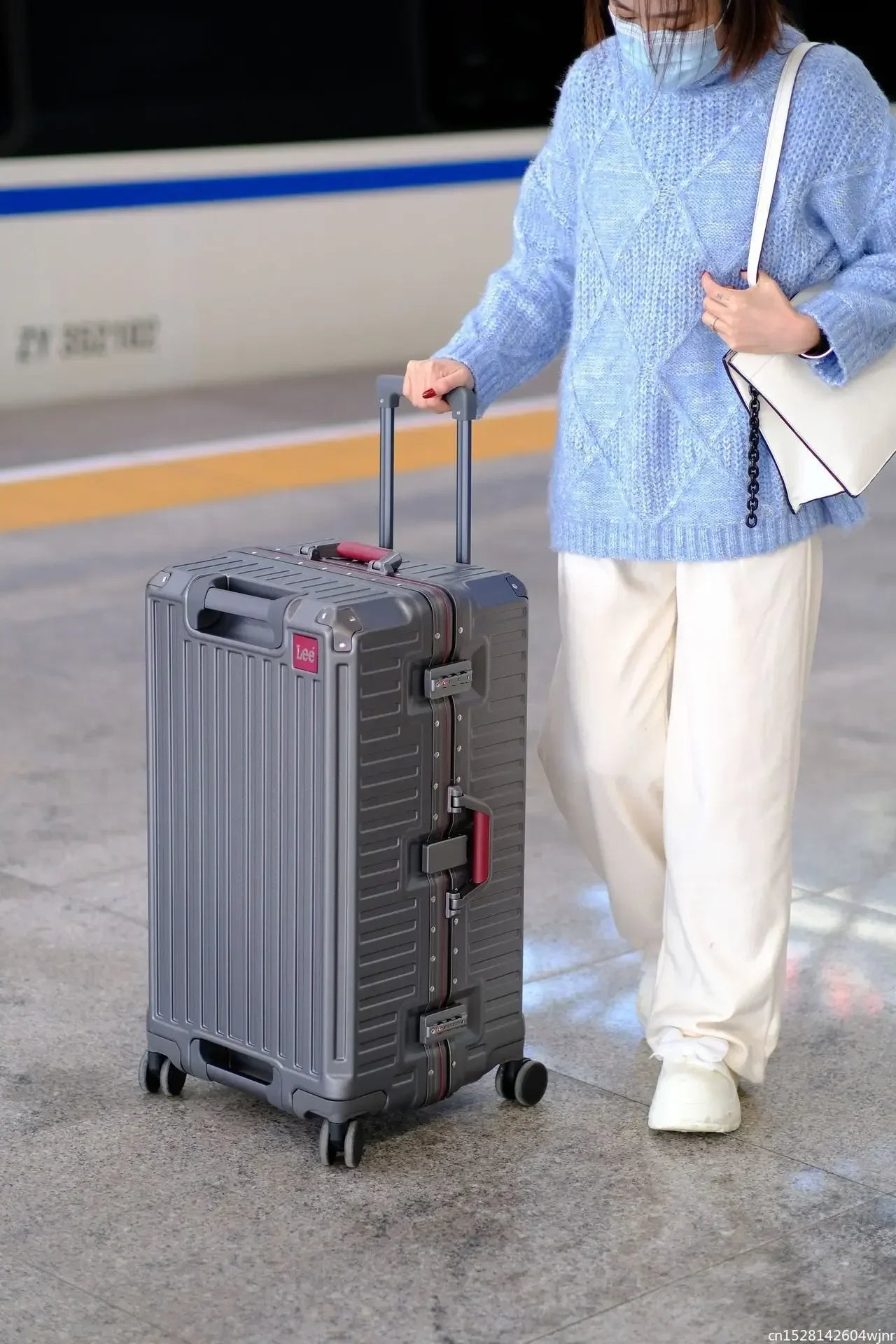 20-Zoll-Rollgepäck für die Kabine, multifunktionaler Reisekoffer, Passwortsperre, omnidirektionales Rad, Rollgepäckkoffer.