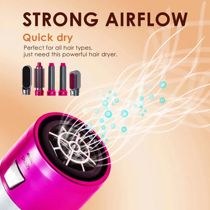 Hair Dryer 5-In-1 Electric Hair Comb Negative Ion Straight Curler Brush Blow Dryer Air Comb Removable Brush Kit Tool