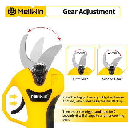 MELLWIN Bürstenlose 30mm Elektrische Pruner Schere Obst Baum Bonsai Cordless Beschneiden Schere Power Werkzeuge Für Makita 18V Batterie pin