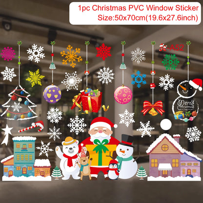 2025 Merry Christmas Wall Sticker Window Glass Merry Christmas Decor for Home Living Room Wall Decor 2026 Happy New Year Sticker