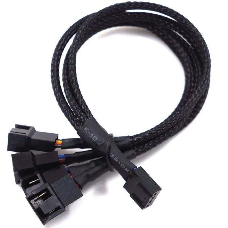 New 4 Pin Pwm Fan Cable 1 To 4/3/2/1 Ways Splitter Black Sleeved 27cm Extension Cable Connector Pwm Extension Cables.