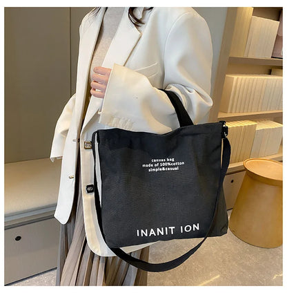 Japanese Canvas Men's and Women's Simple Cross-body Bag Wash Canvas Thick Handbag Large Capacity Arts Students Package Satchel