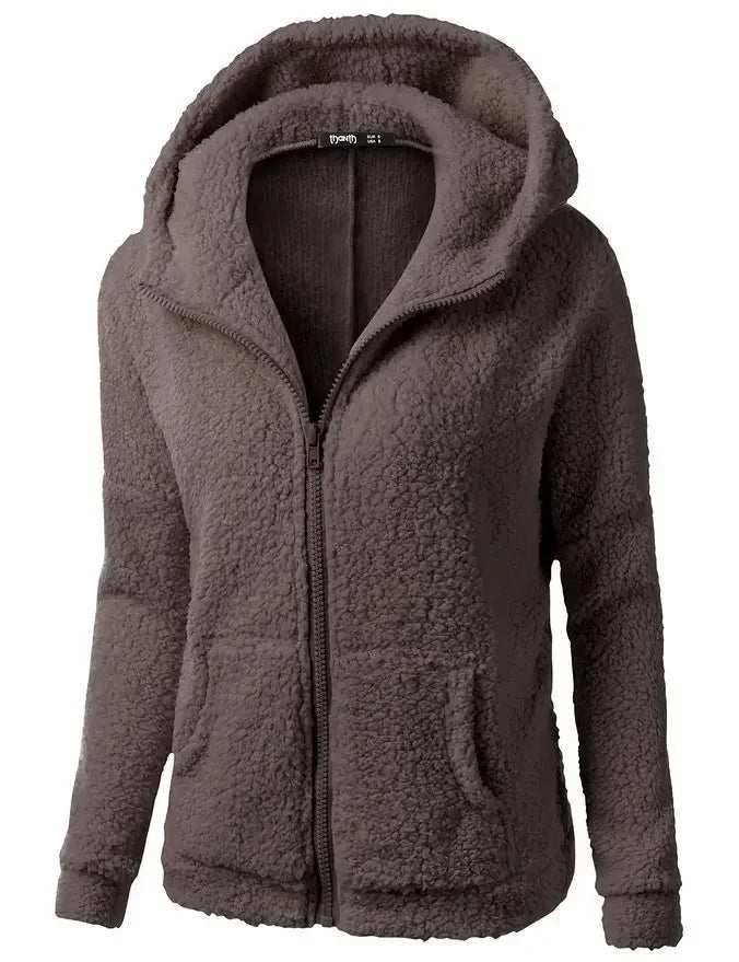 Autumn Winter Warm Jacket Women hoodie Hooded 2025 Casual Female Hoodies Sweatershirt Zipper Coat Solid Soft Fleece Women Coat.