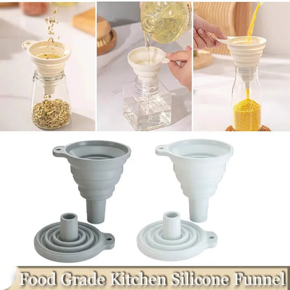 Kitchen Silicone Funnel  Foldable Funnel for Filling Water Bottle With Liquid Transfer Portable Oil Pot Funnel Kitchen Gadgets.