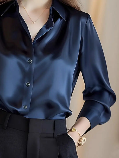 Elegant Silk Office Shirts Women Korean Fashion Y2k Clothes Slim Long Sleeve White Black Blusas Mujer Workwear Tops and Blouses.
