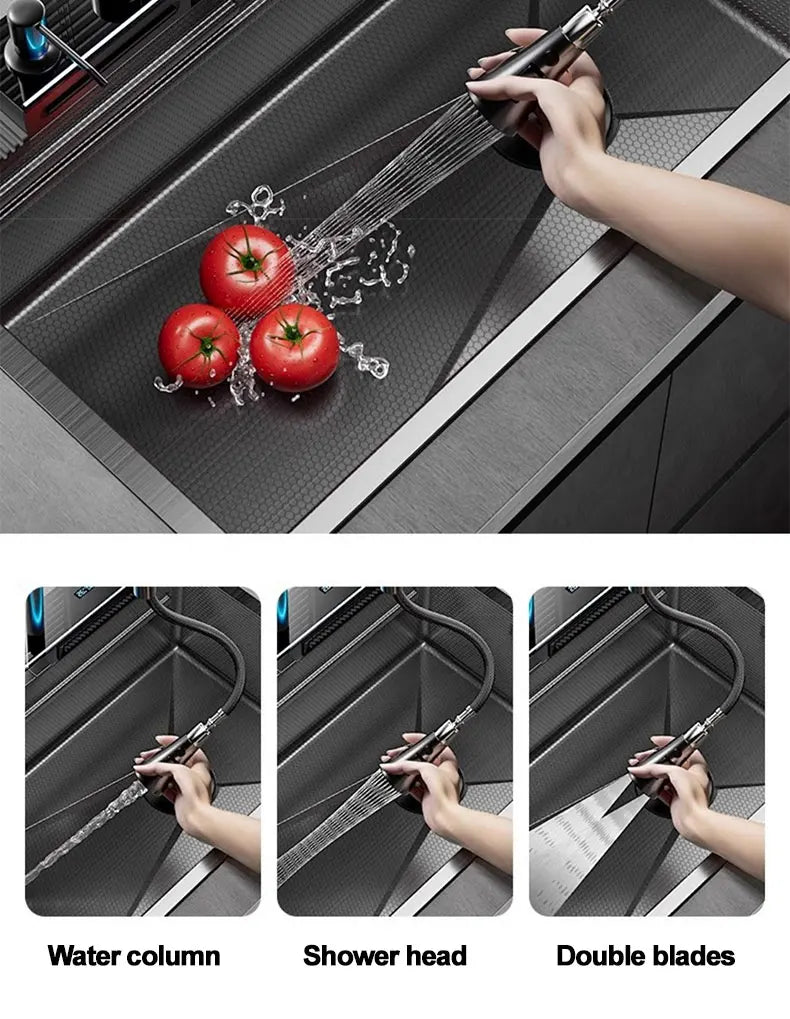 Extra Thick 5.0mm Kitchen 304 Sink, Whale Sink, Stainless Steel Large Single Sink, Waterfall Sink, Thickened Dish Sink