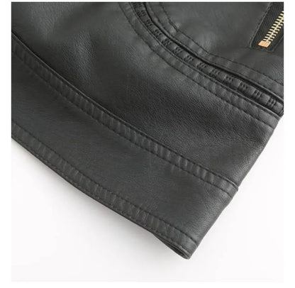 Women's Elegant Stand-up Collar Solid Jacket 2022 Female Three-dimensional Pattern Coat S-4XL New Pu Faux Leather Jacket Women