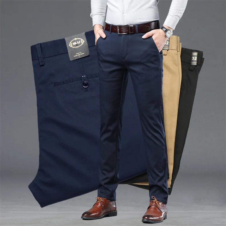 Spring Summer Thin Business Casual Pants Mens Straight Stretch Korean Classic Office Trousers Fashion Male Clothing Size 28-40.