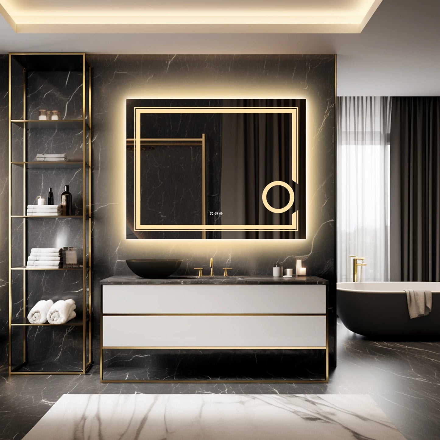 LUVODI LED-Spiegel für Badezimmer, Wandmontage, Vergrößerungsspiegel für Waschraum, Toilette, Dusche, Waschtisch, Make-up, Rasierspiegel