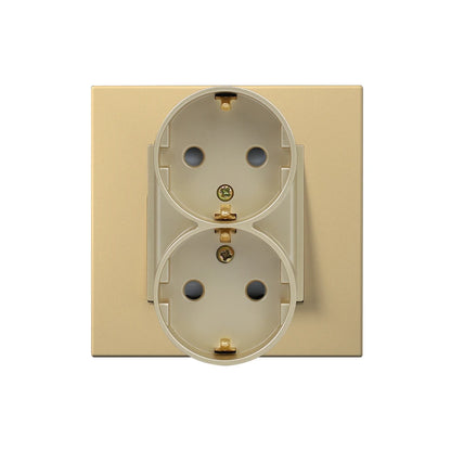 EU-Wand-Doppelsteckdosen, 110–250 V, 16 A, Dual-Steckdosen für Zuhause, Büro, elektrischer Stecker, 86 mm, Kunststoffplatte, Weiß, Schwarz, Grau, Gold.