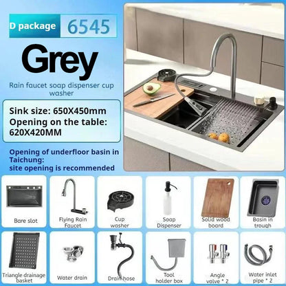 High-end stainless steel Kitchen Sink Matte Square Kitchen Accessories Large Single Sink Wash Basin With Faucet