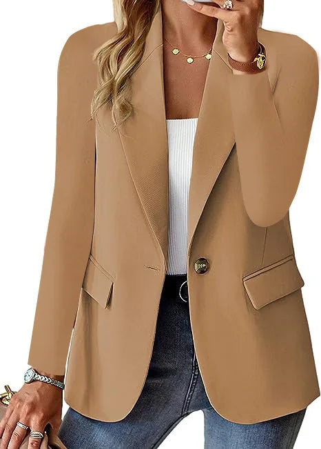 Modische Casual Frauen Blazer 2024 Frühling Herbst Neue Einfarbig Drehen Unten Kragen Langarm Anzug Mantel Elegante Büro Dame.