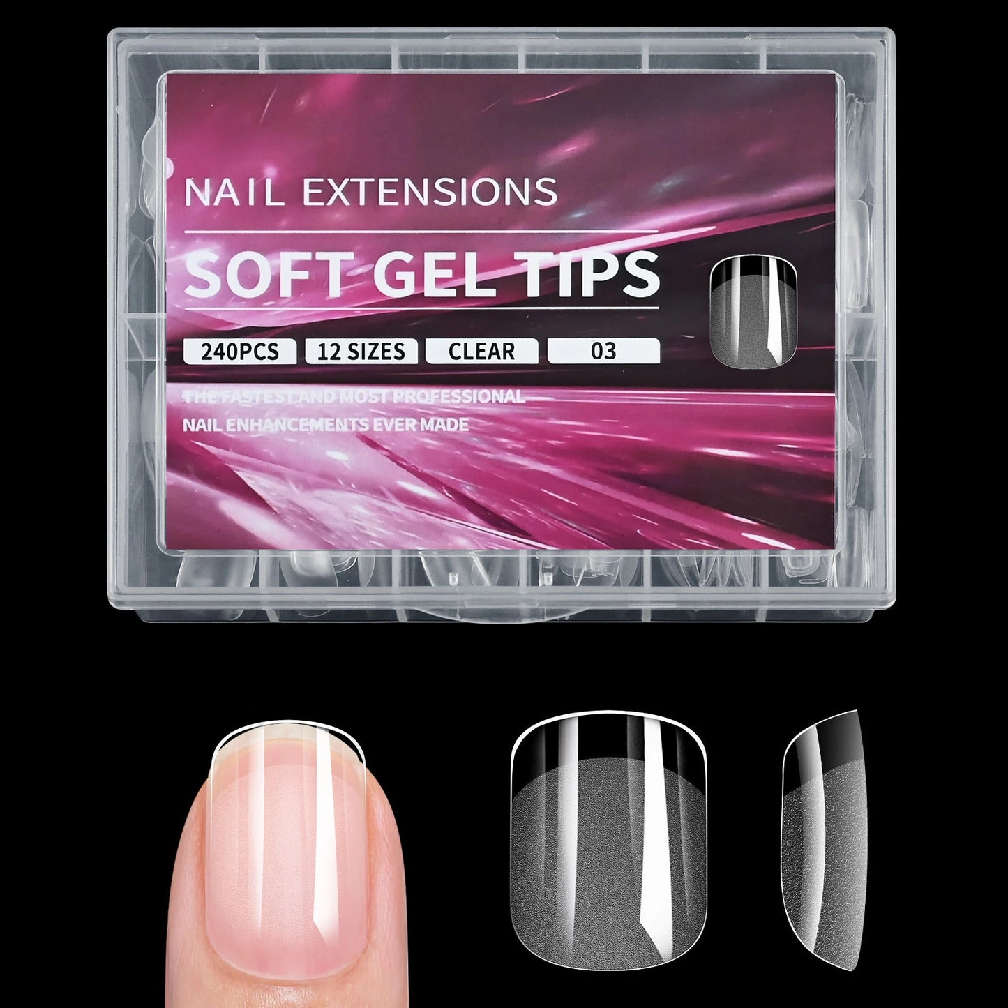 240PCS/Box False Nail Tips Square Straight Extra Long Half Cover Nails Artificial Acrylic False Nail Tips Press On Manicure Tool.