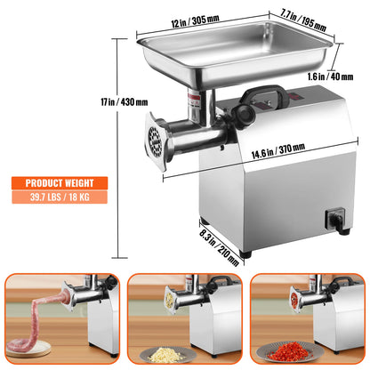 SucceBuy Electric Meat Grinder Food Processors Sausage Maker Filler Mincer Stuffer Stainless Steel with 2 Blades for Kitchen.