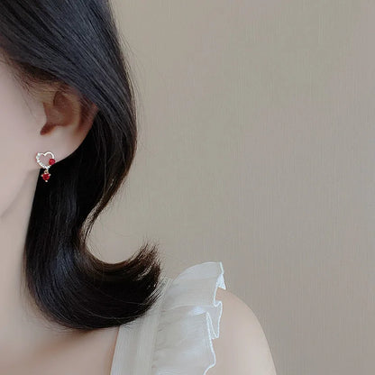 Korean Cute Ear Piercing Water Drop Earrings for Women Crystal Short Tassel Hypoallergenic Female Earrings Party Jewelry Brincos.