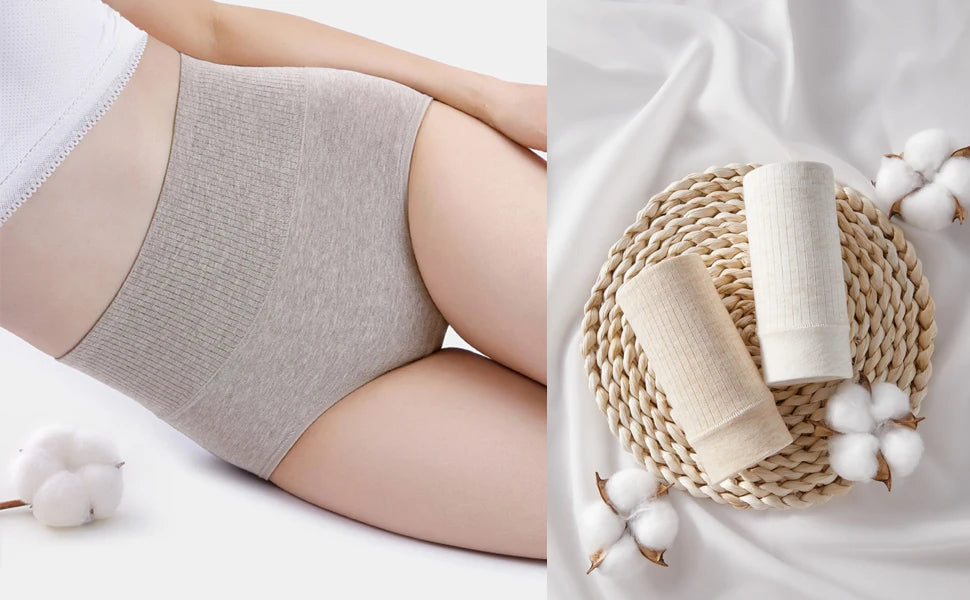 Women's Cotton High Waisted Underwear 5-Pack - Tummy Control Shapewear, Anti Bacterial, Breathable, Seamless Comfort.