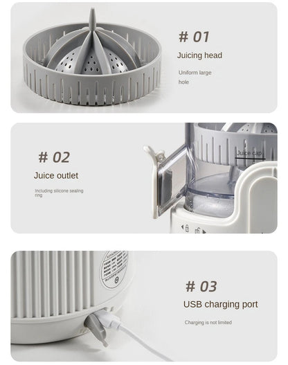 Rechargeable Electric Citrus Juicer Orange Juice Machine Extra Large Caliber Residue Separation