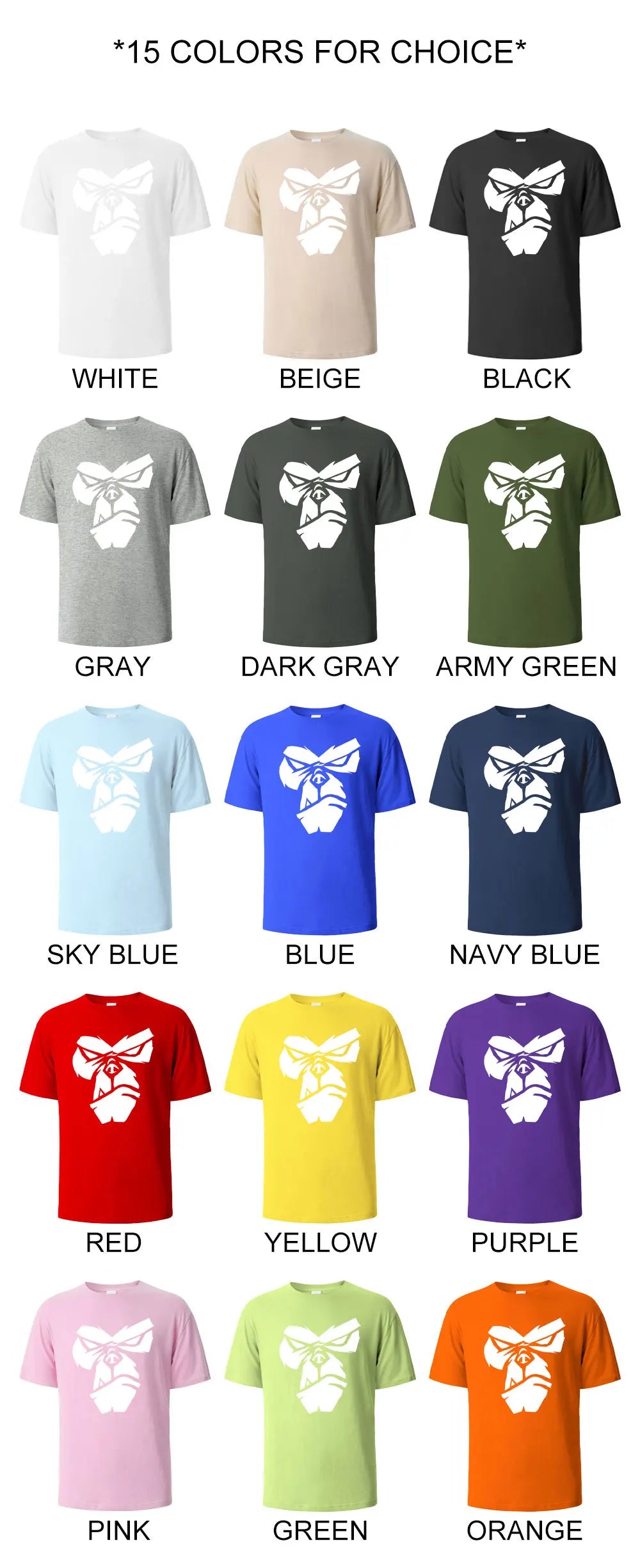 Gorilla Face Funny Print T-Shirt Summer Tees For Men Women 100% Cotton O-neck Oversize Casual Short sleeved Streetwear Basic Top.