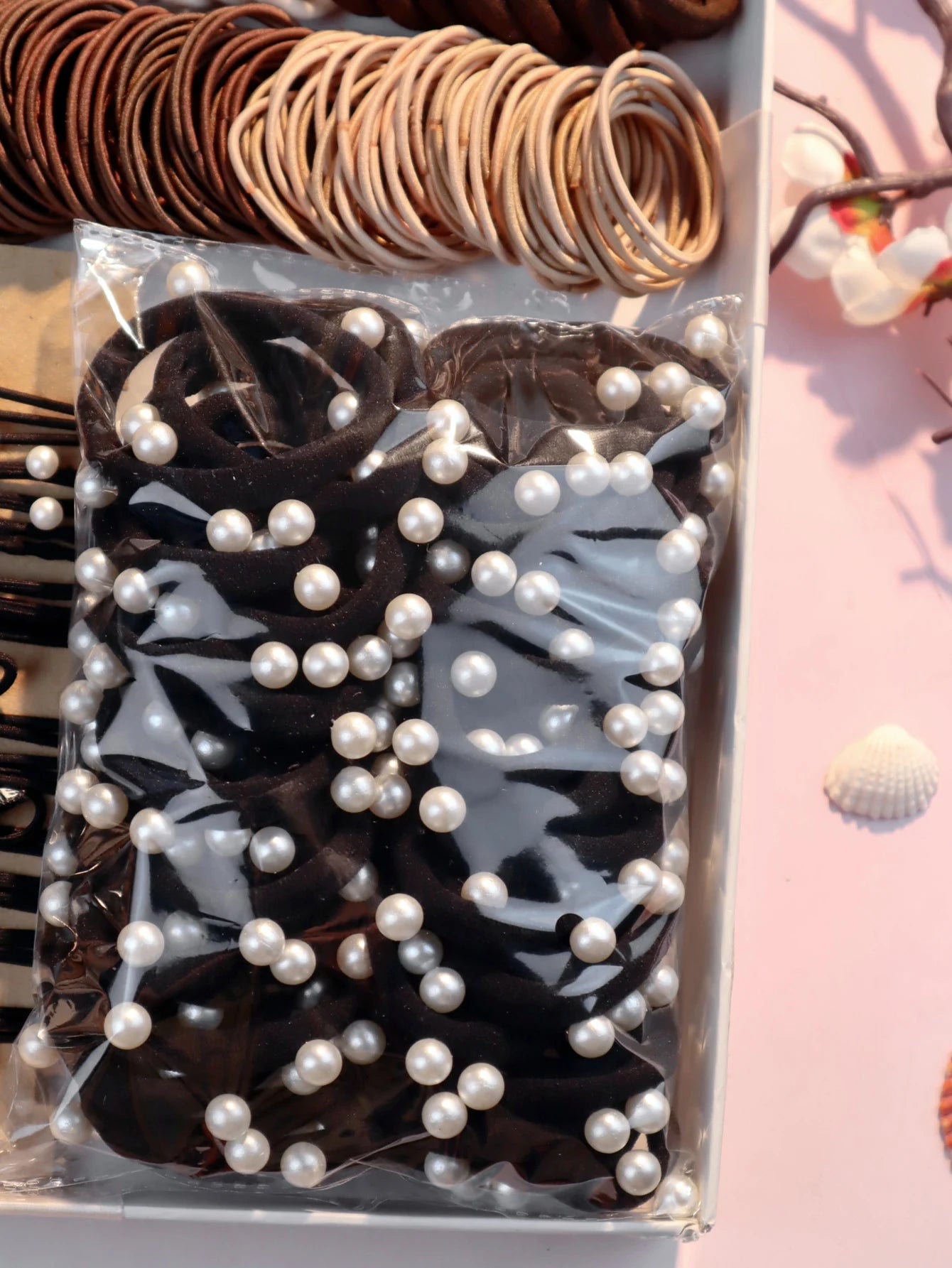 Fashionable Brown Hair Accessories Set for Women, Seamless Ponytail Holders Variety Hair Scrunchies For Women Lady.