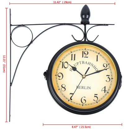 Stationsuhr Doppelseitige Wanduhr Runde Mount Wand Outdoor Garten Dekor Wanduhr Dia 25cm für Weihnachten Home Geschenke