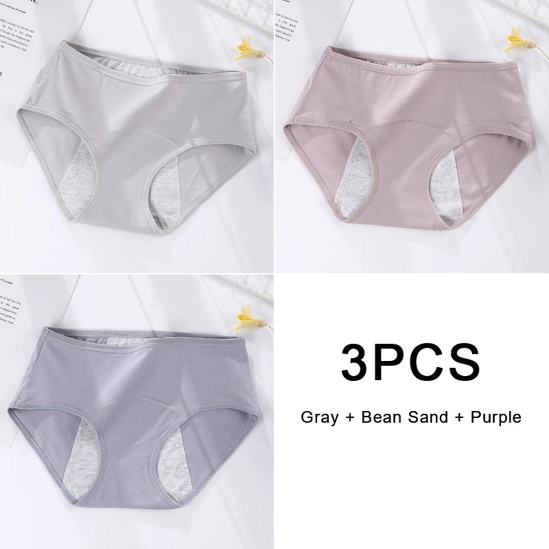3PCS/set Women's menstrual briefs large flow postpartum water absorption leakproof briefs women's pure cotton menstrual briefs.
