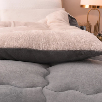 Solidcolor double-sided Duvet Lamb Wool flannel quilt warm comfort mattress in winter bedroom dormitory Thicken Weight Blanket.